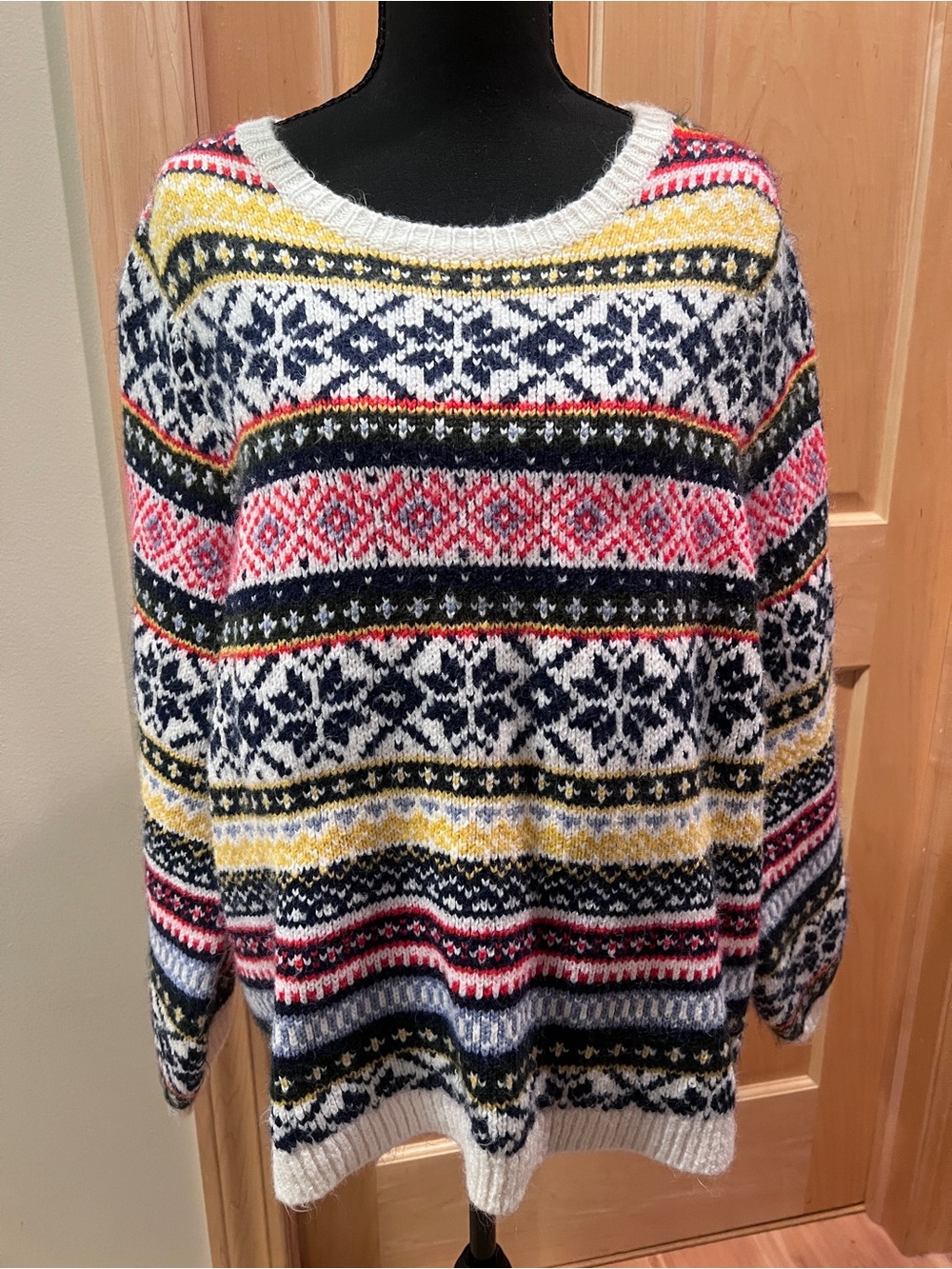 Old Navy Cozy Nordic Fair Isle Print Knit Sweater XL Multicolor Ski Top Winter